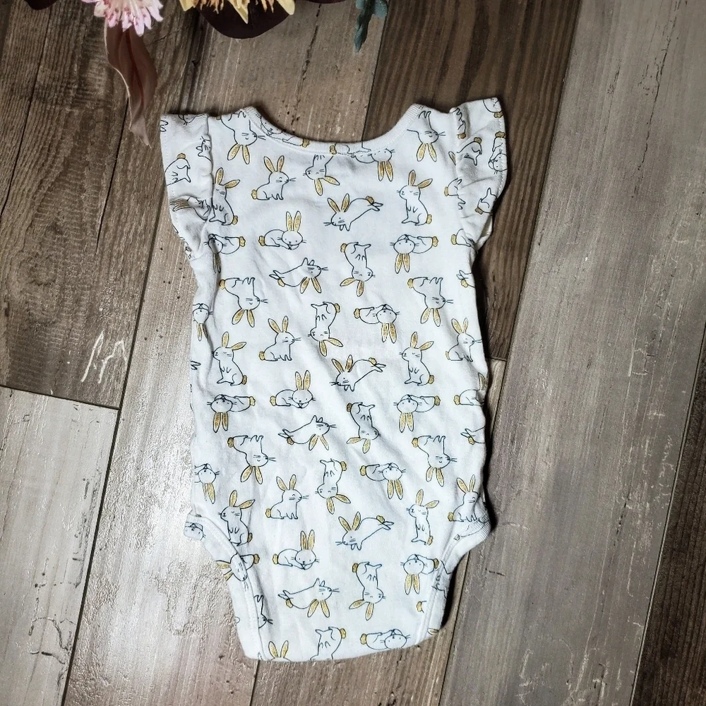 Carter's Baby Girl Infants Size 6m Bunny Rabbit Bodysuit Easter Spring Cotton